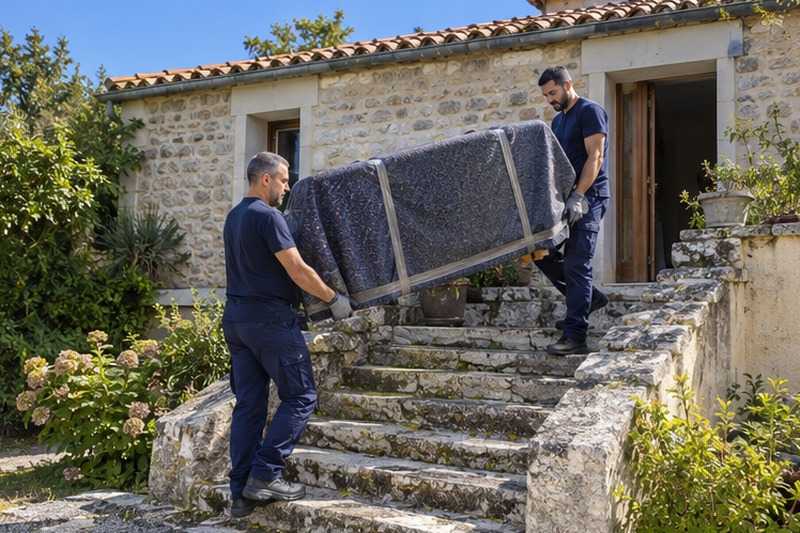 Commode descendue par des marches calcaires : chantier Petite Rue