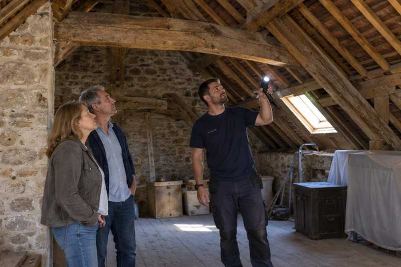 Visite des combles à la lampe