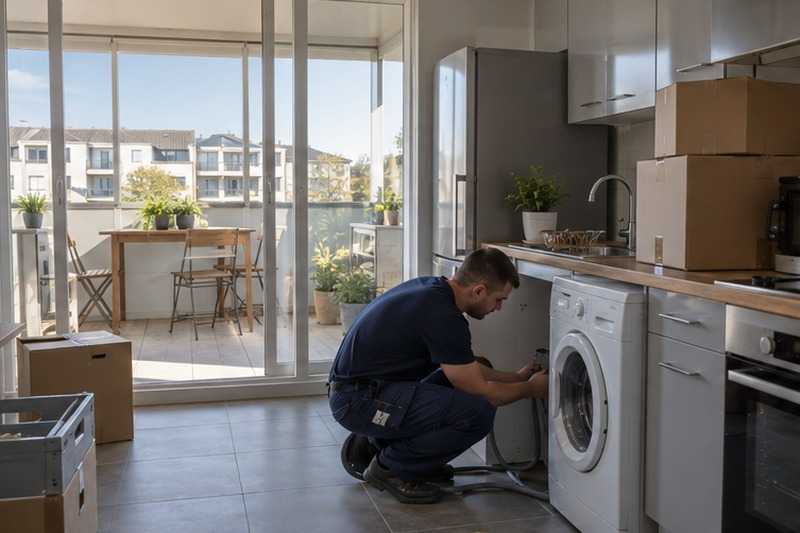 Lave-linge rebranché dans la cuisine, Émerainville