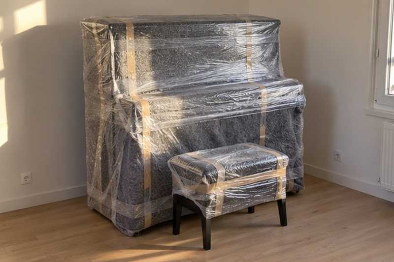 Banquette et piano prêts au départ : chantier Rue Antoine Pinay
