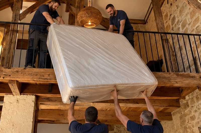 Matelas descendu de la mezzanine : chantier Rue Bobby Sands