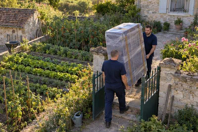 Armoire passée par le potager : chantier Local avec réserve
