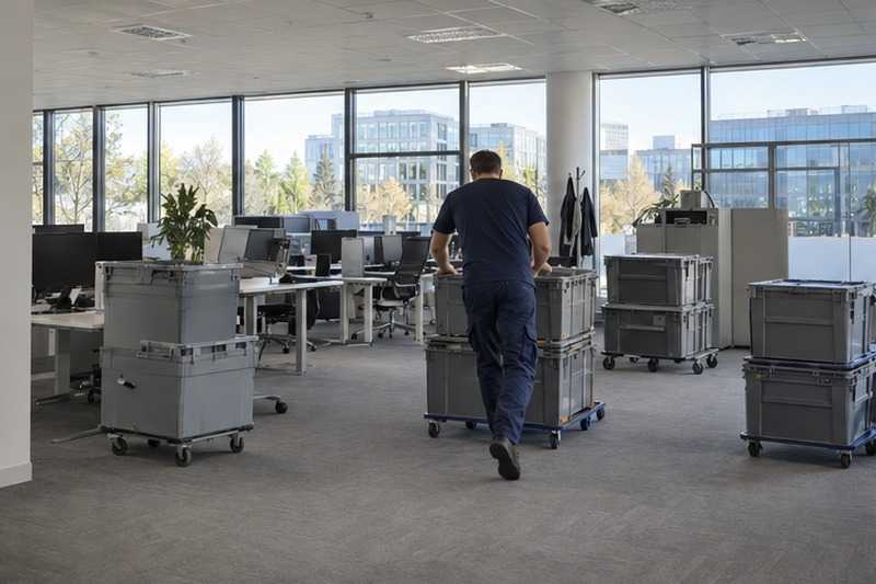 Plateau de bureaux en cours de vidage