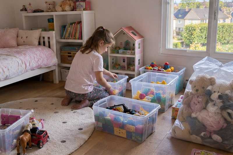 Chambre d’enfant mise en bacs