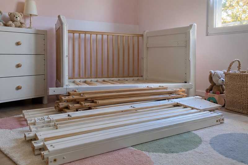 Lit d’enfant démonté : chantier Rue Blériot