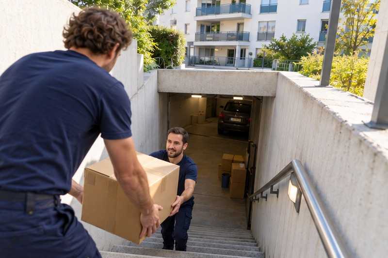 Cartons remontés du sous-sol : chantier Rue Bossuet