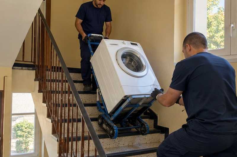 Lave-linge sur diable monte-escalier : chantier Chambre sous combles