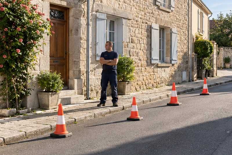 Emplacement libéré attendant le camion : chantier T1 meublé