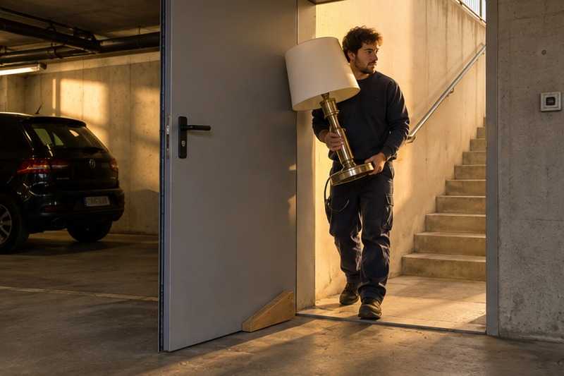 Porte du sous-sol calée : chantier Rue de la Ferme