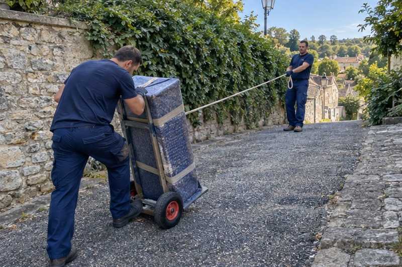 Corde de retenue sur le diable : chantier Rue Becoiseau
