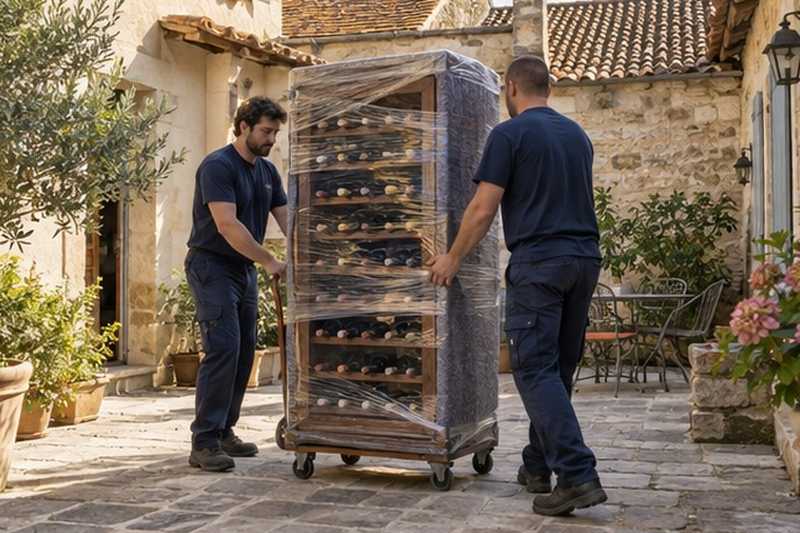 Casier à vin roulé sur les dalles : chantier Rue d’Hautefeuille