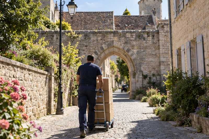 Chariot vers une porte des remparts : chantier Rue de l’Abbe Fourment