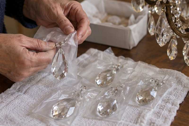 Pampilles de lustre ensachées