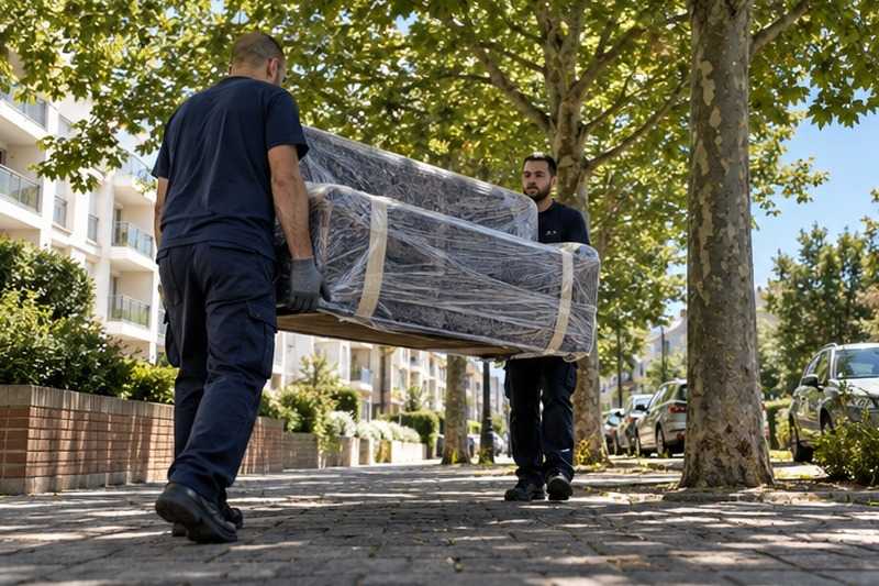 Portage à l’ombre aux heures chaudes : chantier Rue Auguste Barbier
