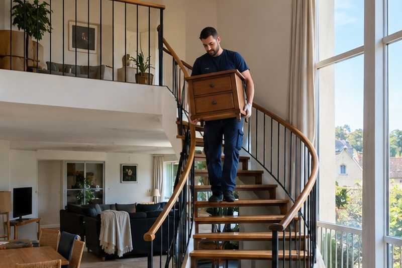 Duplex vidé par l’escalier intérieur : chantier Rue Anatole France