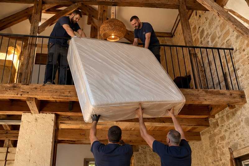 Matelas descendu de la mezzanine : chantier Rue Boileau