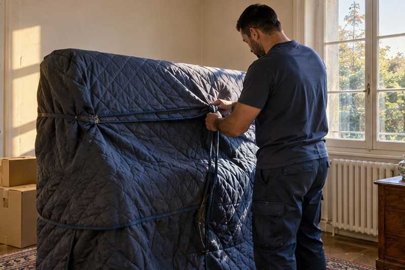 Housse matelassée ajustée au piano : chantier Rue Lavoisier