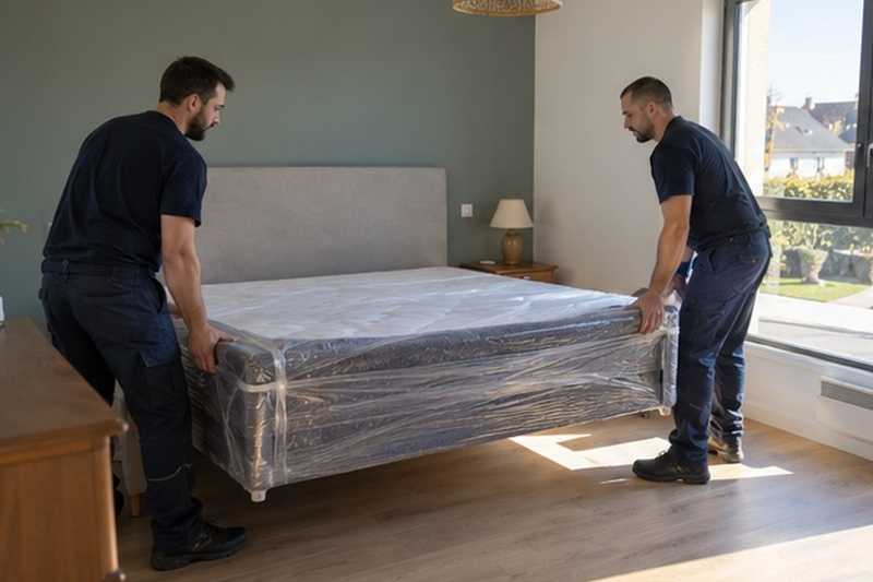 Sommier posé dans la chambre neuve, Fontenay-Trésigny