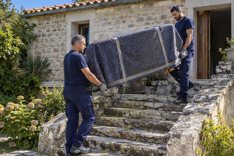 Commode descendue par des marches calcaires : chantier Avenue Buffon