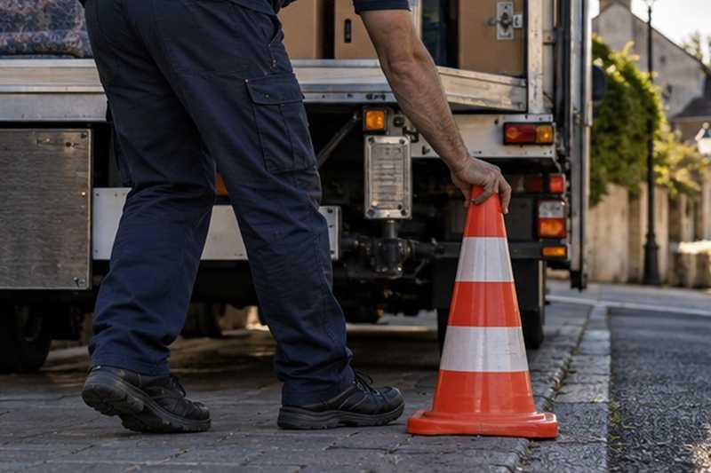 Cône posé près de la porte arrière