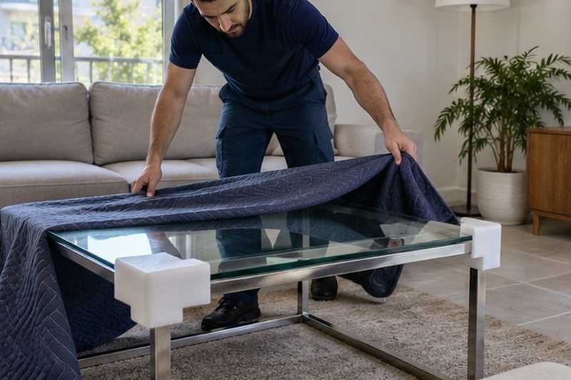 Table basse en verre protégée