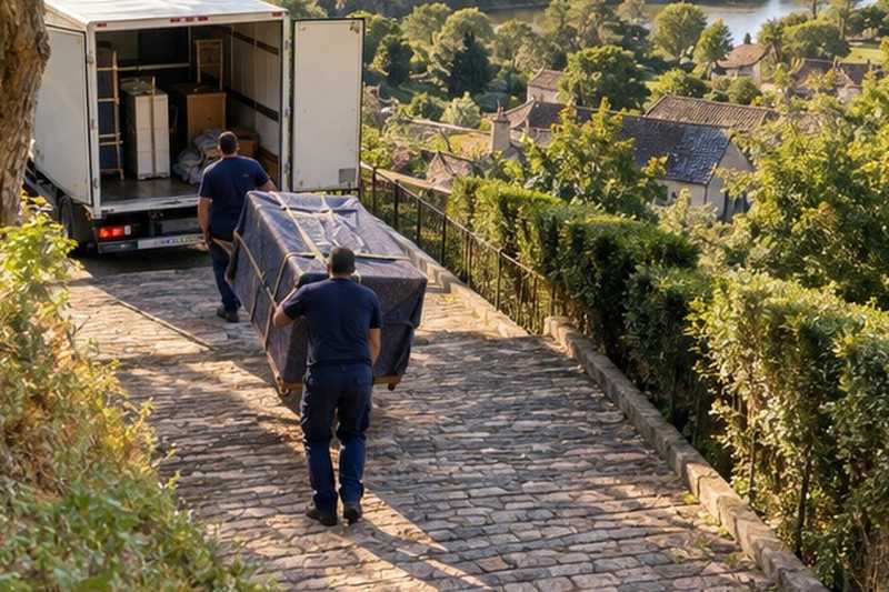 Chargement en haut d’une allée raide : chantier Grande Rue