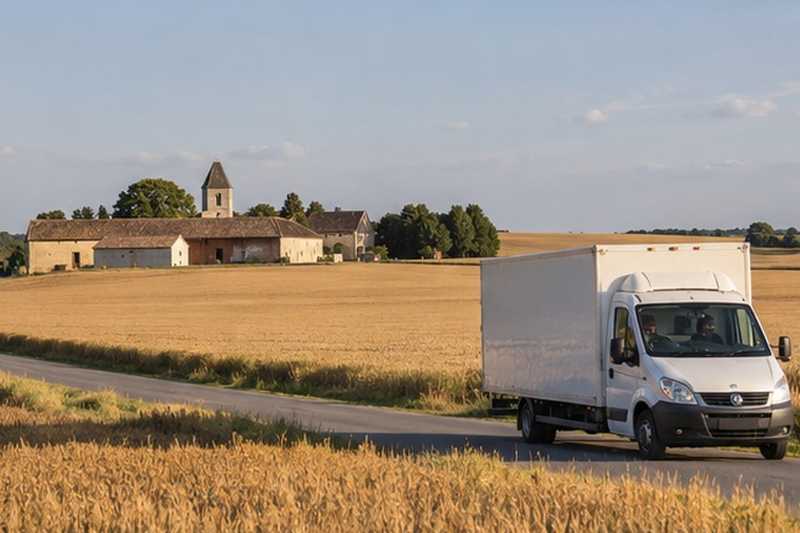 Camion entre les champs du plateau, Jouy-sur-Morin