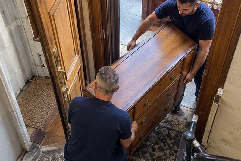 Commode inclinée dans le vestibule : chantier Rue Barre