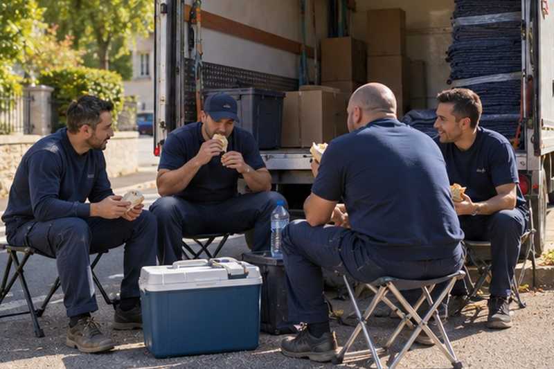 Pause de midi à l’ombre : chantier Rue Berthelot