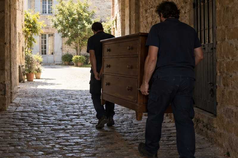 Passage voûté vers la cour : chantier Rue André Chénier