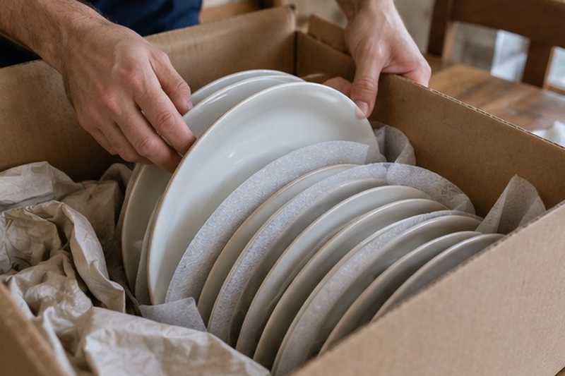 Assiettes posées sur la tranche