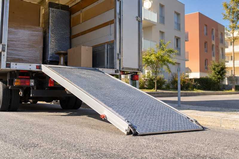 Rampe du camion sur le trottoir, La Rochette