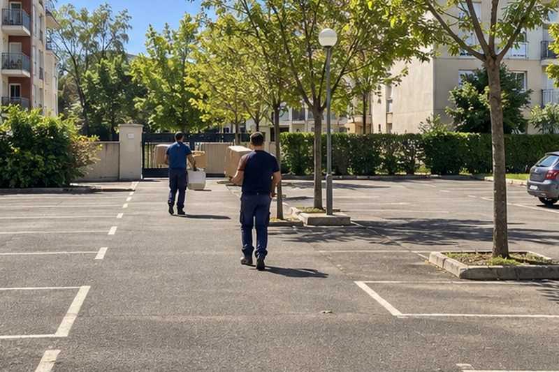 Traversée d’un parking de résidence : chantier Rue Alphonse Manceau