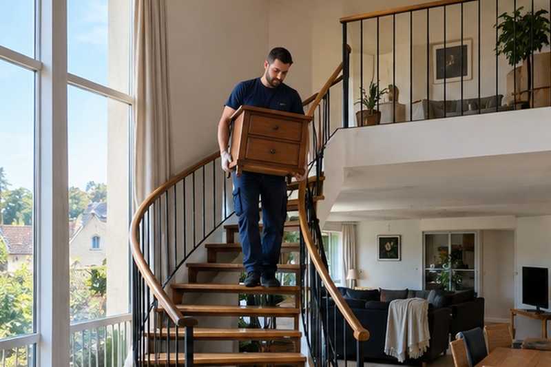 Duplex vidé par l’escalier intérieur : chantier Rue Ambroise Paré