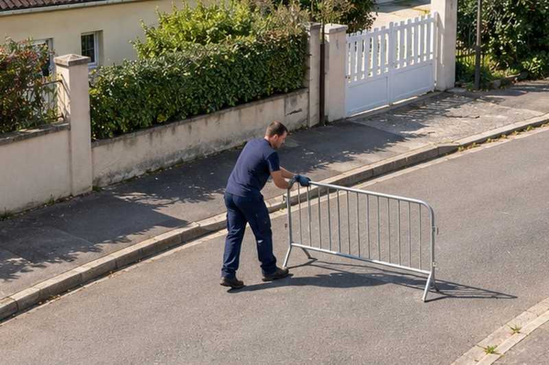 Barrière posée avant l’arrivée : chantier Rue Ampère