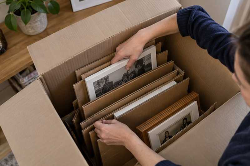 Cadres serrés entre deux cartons