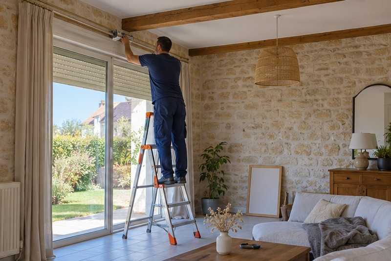 Tringles et stores décrochés : chantier Rue Creuse