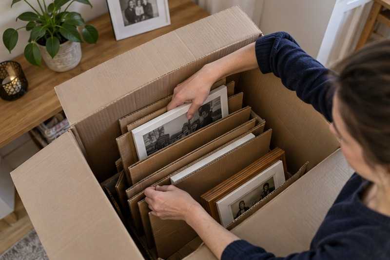 Cadres serrés entre deux cartons