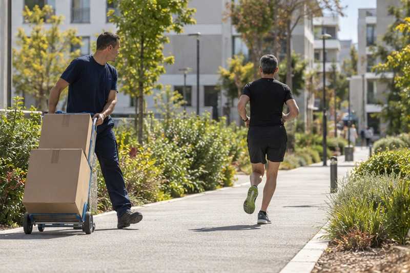 Passage laissé à un promeneur : chantier Abords de la gare
