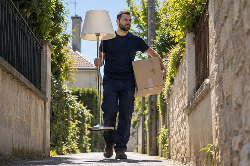 Venelle entre deux murs de jardin : chantier Rue de la Folie