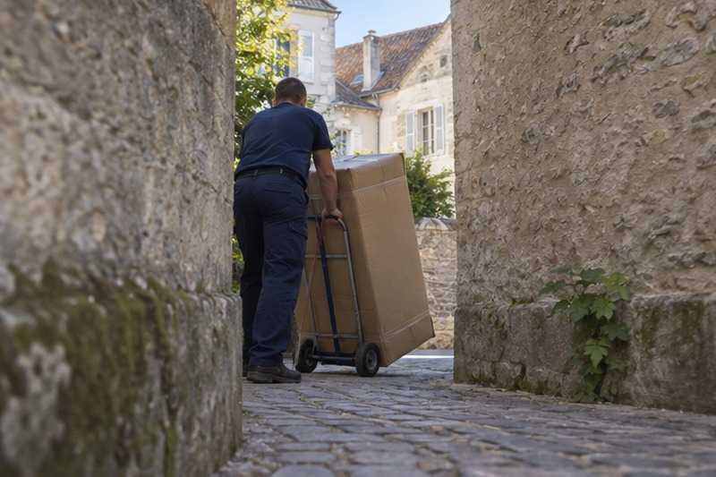 Angle serré dans une venelle : chantier Rue de la Rochette