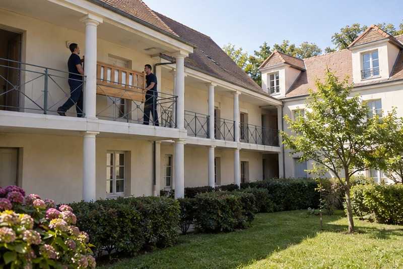 Lit porté sous la coursive : chantier Rue Charles Gounod
