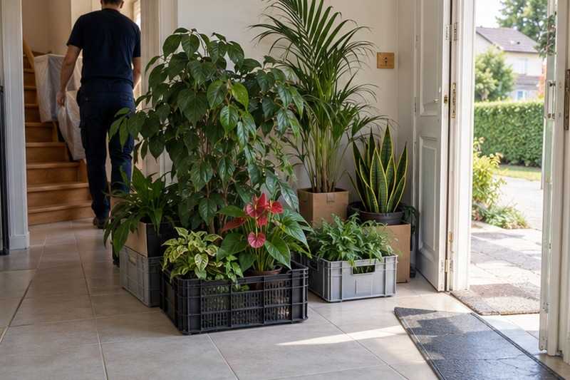 Plantes regroupées pour le transport