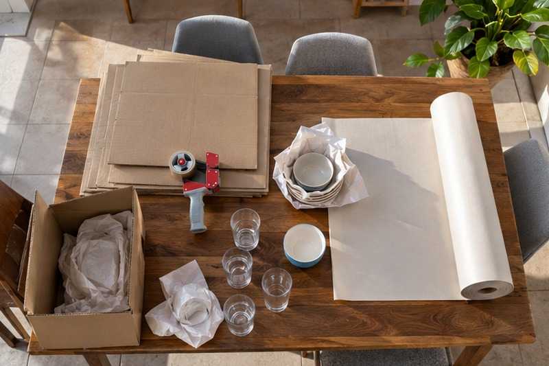 Poste d’emballage sur la table