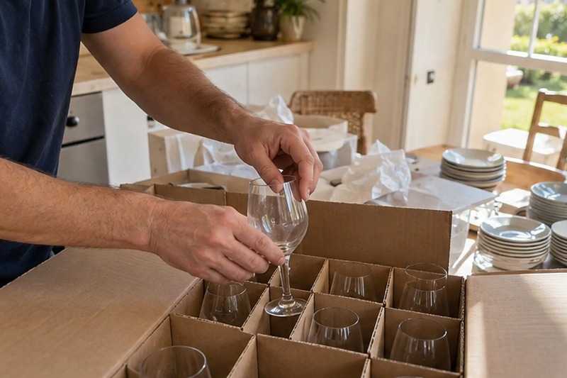 Verres calés dans des alvéoles