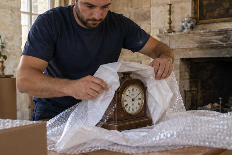Pendule enveloppée de papier de soie