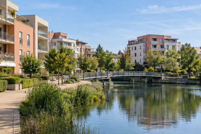 Quartier de ville nouvelle au bord d’un lac, Melun