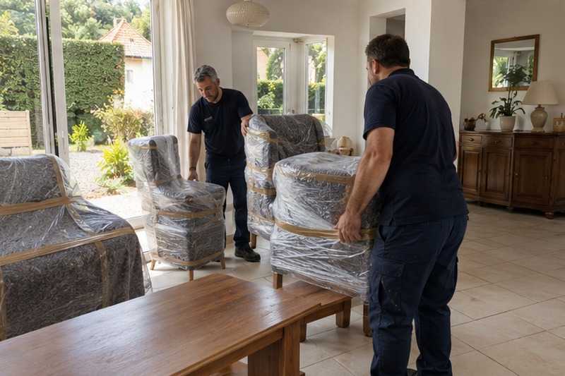 Meubles regroupés au rez-de-chaussée : chantier Rue Alfred de Musset