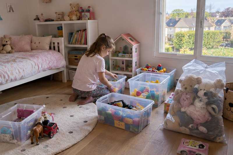 Chambre d’enfant mise en bacs
