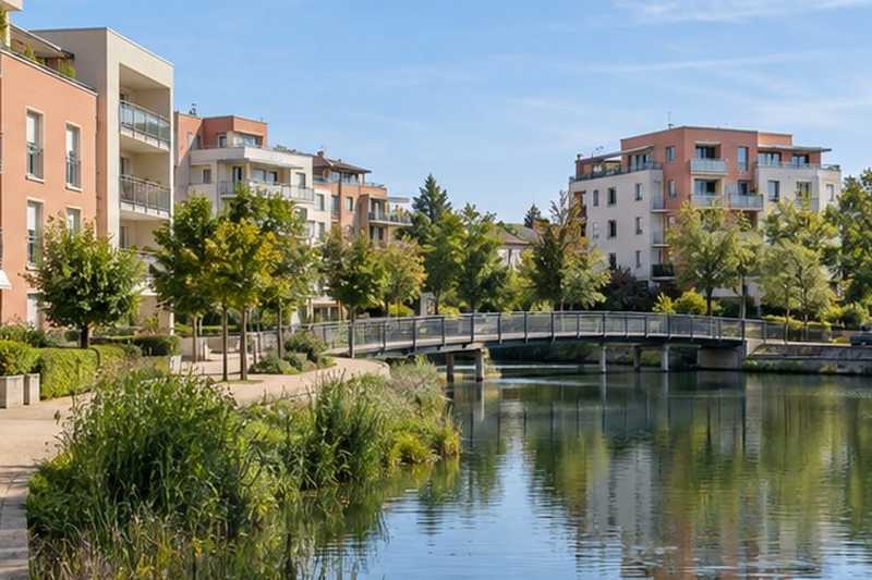 Quartier de ville nouvelle au bord d’un lac, Mitry-Mory